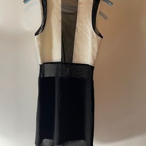 BRAND NEW WITH TAGS Sauce black and white color block mesh cut out dress